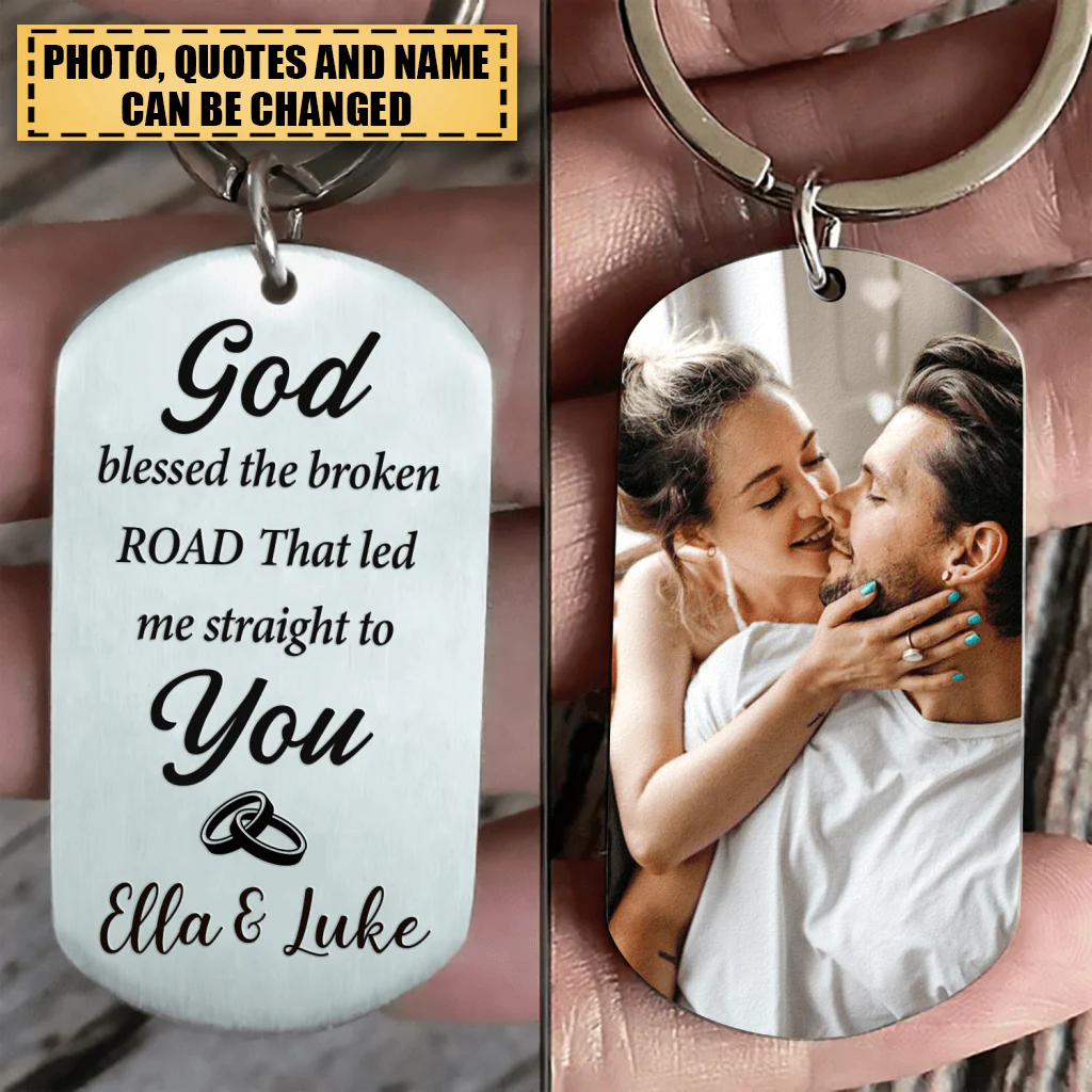 Personalized Photo Stainless Steel Keychain For Couple