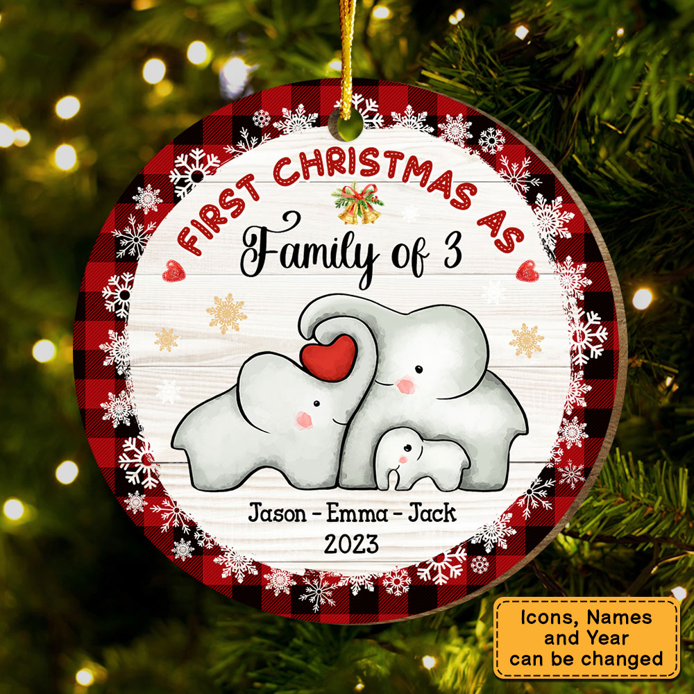 Baby First Christmas Puzzle Elephant Circle Ornament