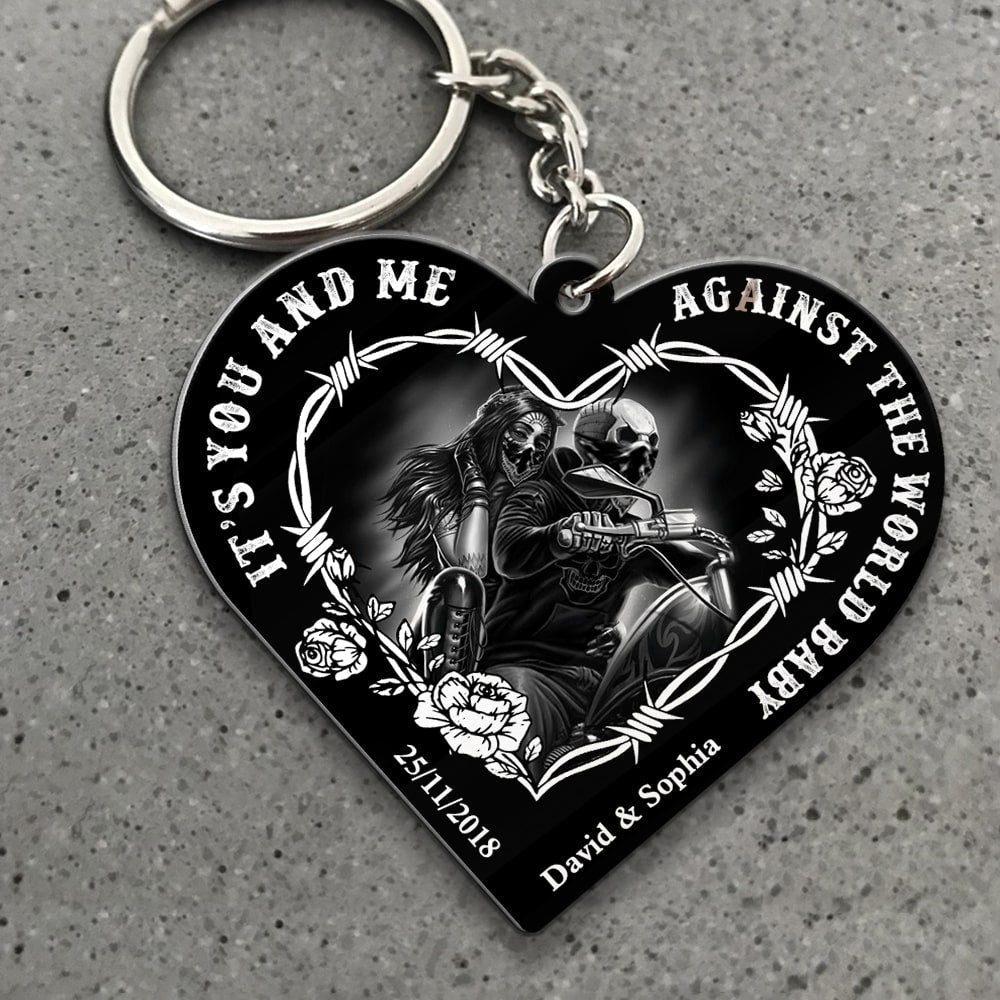 Couple, It's You And Me Against The World Babe, Personalized Keychain, Gift For Couple