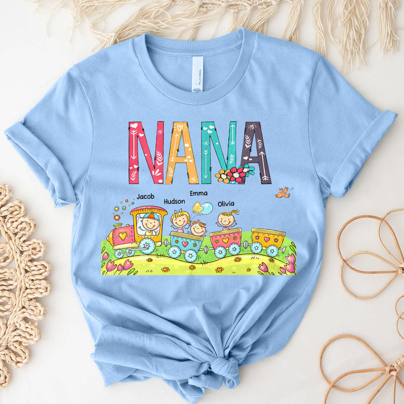 Grandma Mom Cute Kids On The Train Of Love Mother's Day Birthday Anniversary Gift Personalized Tshirt