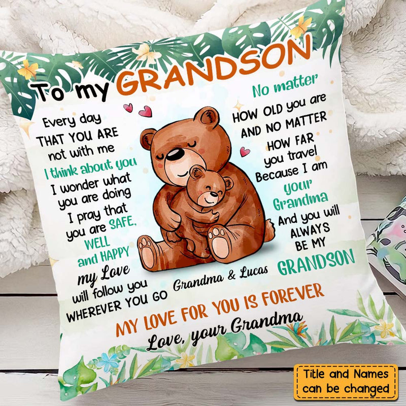 Gift For Grandson My Love Will Follow You Wherever You Go Pillow