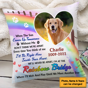 Photo Memorial Gift For Loss Of Dog Loss Of Pet Rainbow Bridge Pillow