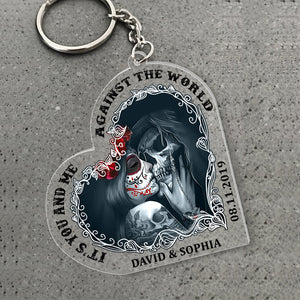 It's You And Me Against The World Couple Kissing Personalized Keychain
