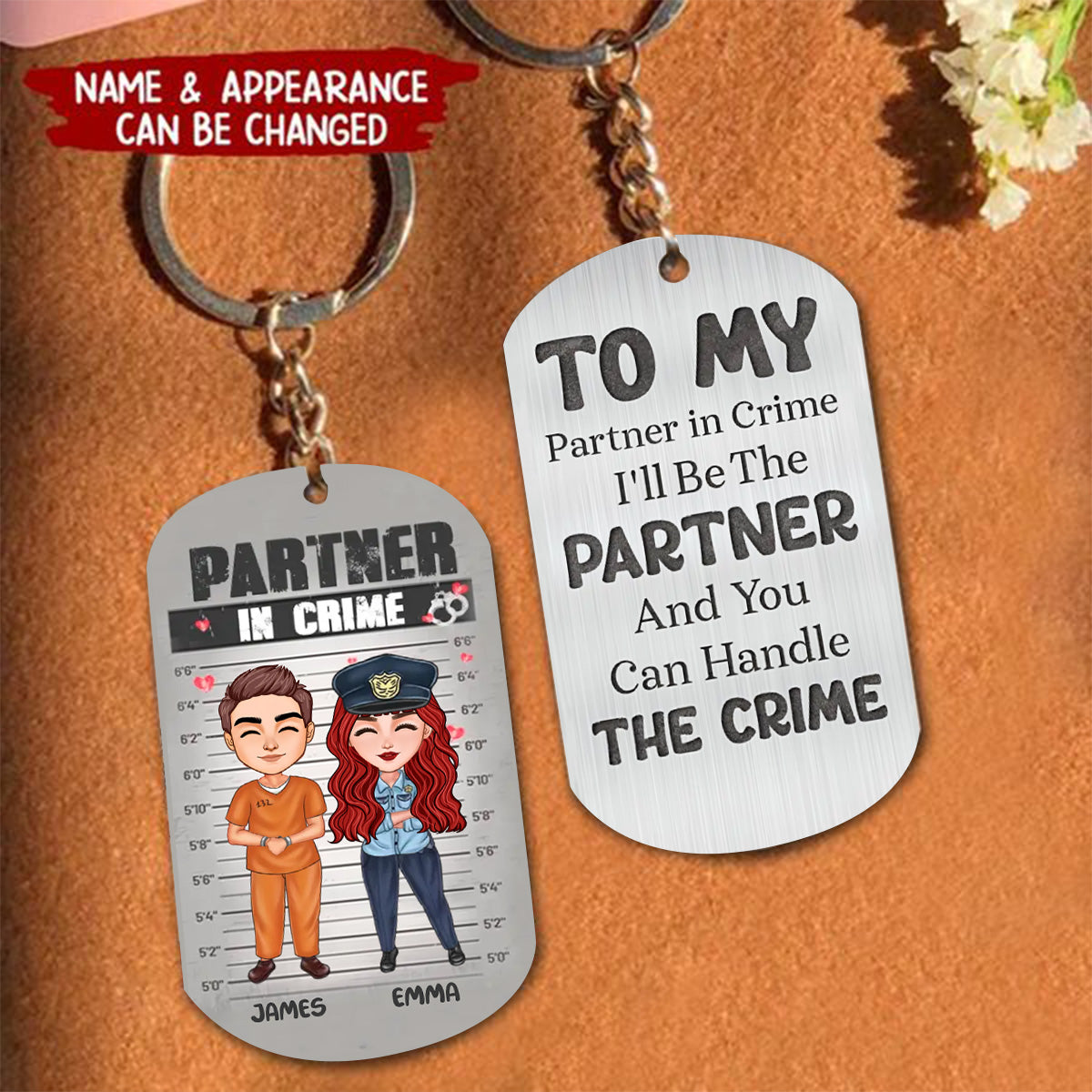 Personalized Couple Partners In Crime Stainless Steel Keychain - Gift Idea For Couple/ Him/ Her - You Stole My Heart & I'll Let You Keep It