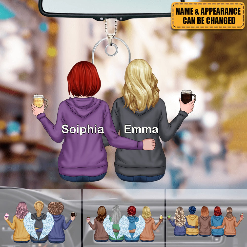 Personalized Sisters Besties Acrylic Car Ornament