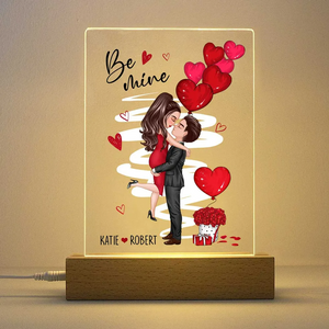 Be Mine Doll Couple Kissing Valentine‘s Day Gift Personalized Plaque LED Night Light