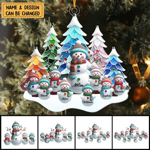 Nana/Mom Snowman With Baby Kids - Personalized Ornament