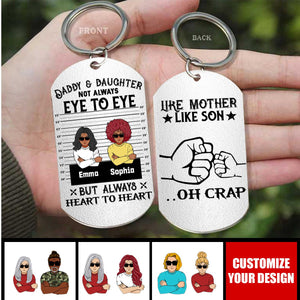 Personalized Dad/Mom And Daughter/Son Stainless Steel Keychain - Gift Idea For Father's Day From Daughter/Son - Like Father Like Daughter Oh Crap