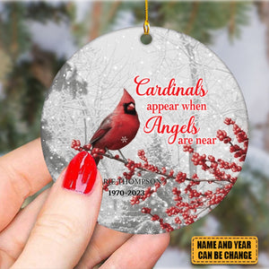 Cardinal Appear When Angels Are Near - Personalized Ceramic Ornament - Memorial Gift