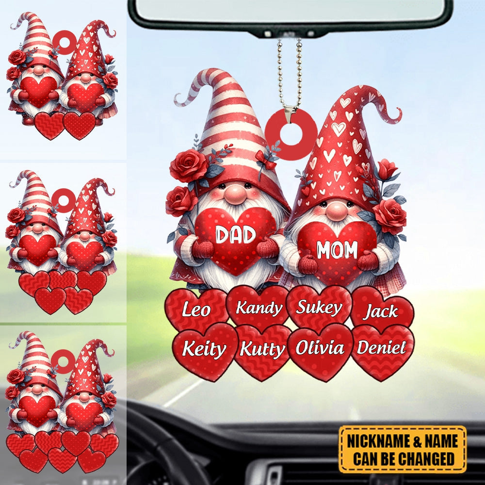 Valentine Red Couple Dwarf Nana Papa Mom Dad Sweet Heart Kids Personalized Ornament