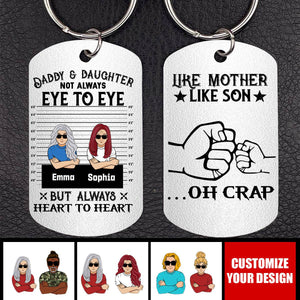 Personalized Dad/Mom And Daughter/Son Stainless Steel Keychain - Gift Idea For Father's Day From Daughter/Son - Like Father Like Daughter Oh Crap