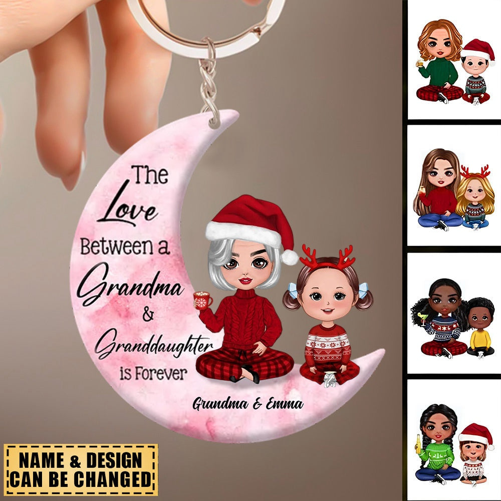Grandma And Grand Daughter On The Moon Personalized Acrylic Keychain