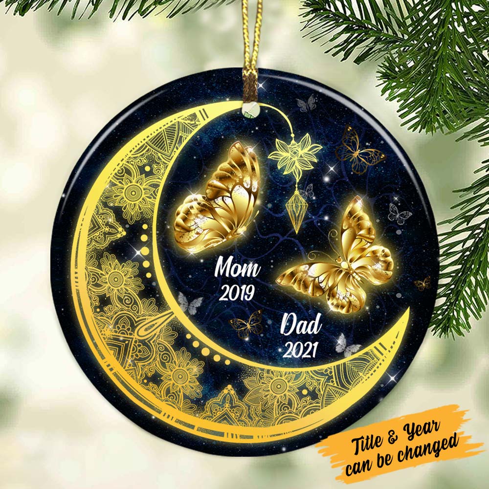 Memo Butterfly Mom Dad Grandma Grandpa Circle Ornament