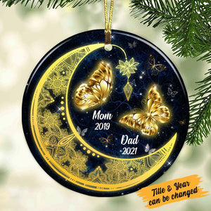 Memo Butterfly Mom Dad Grandma Grandpa Circle Ornament