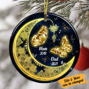 Memo Butterfly Mom Dad Grandma Grandpa Circle Ornament