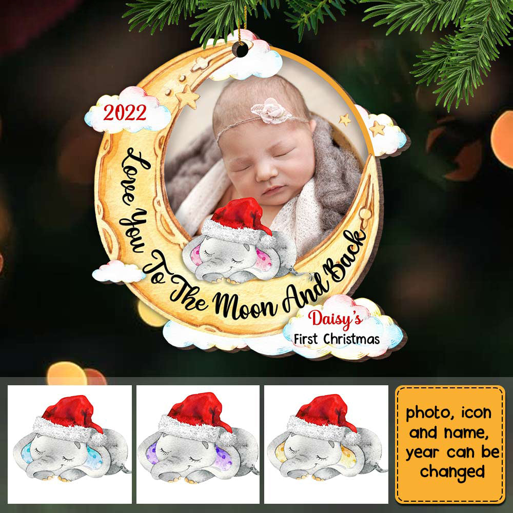 Personalized Elephant Baby First Christmas Ornament