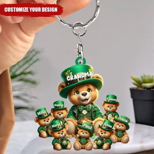 Saint Patrick Day - Personalized Bear Grandma Keychain