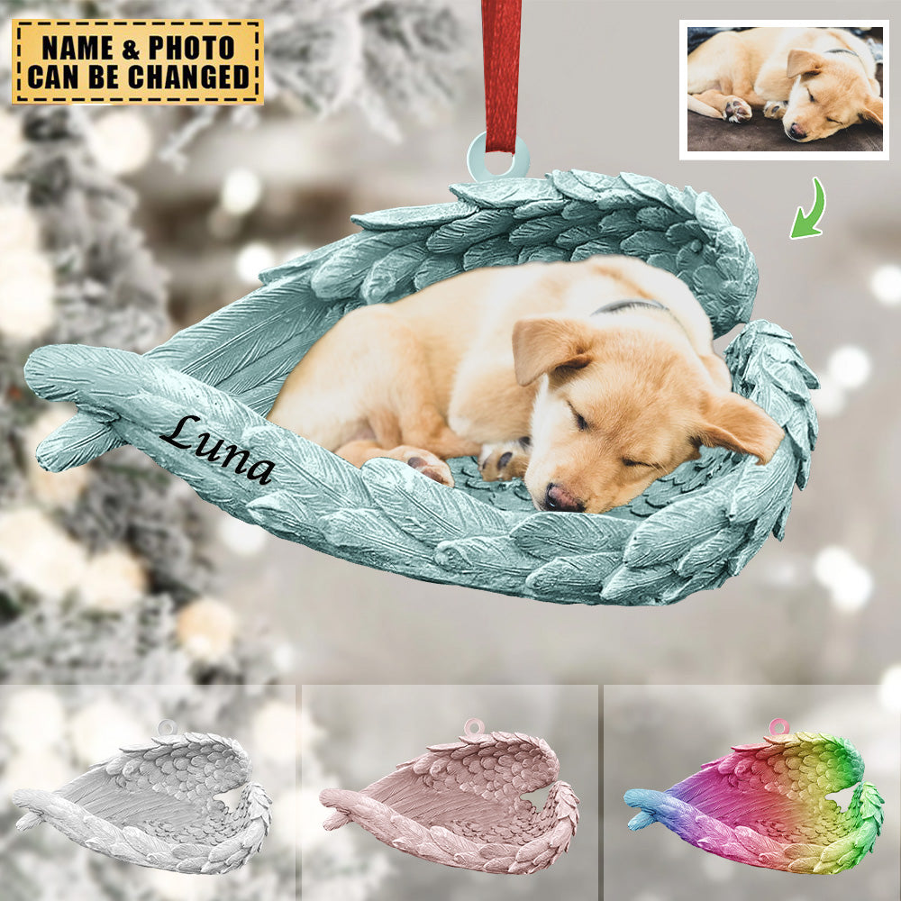 Gifts For Dog Lover - Sleeping Pet Within Angel Wings - Custom Ornament from Photo - Dog Ornament