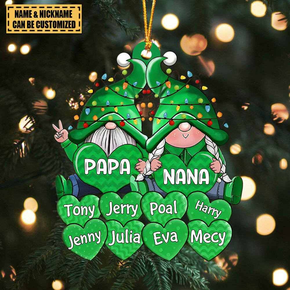 Colorful Noel Light Christmas Dwarf Pappy Nana Daddy Mommy Sweet Heart Kids Personalized Ornament