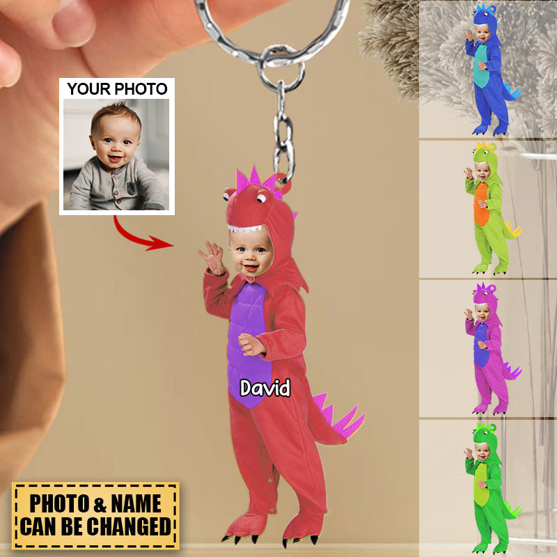 Personalized Photo Kid Dinosaur Acrylic Keychain