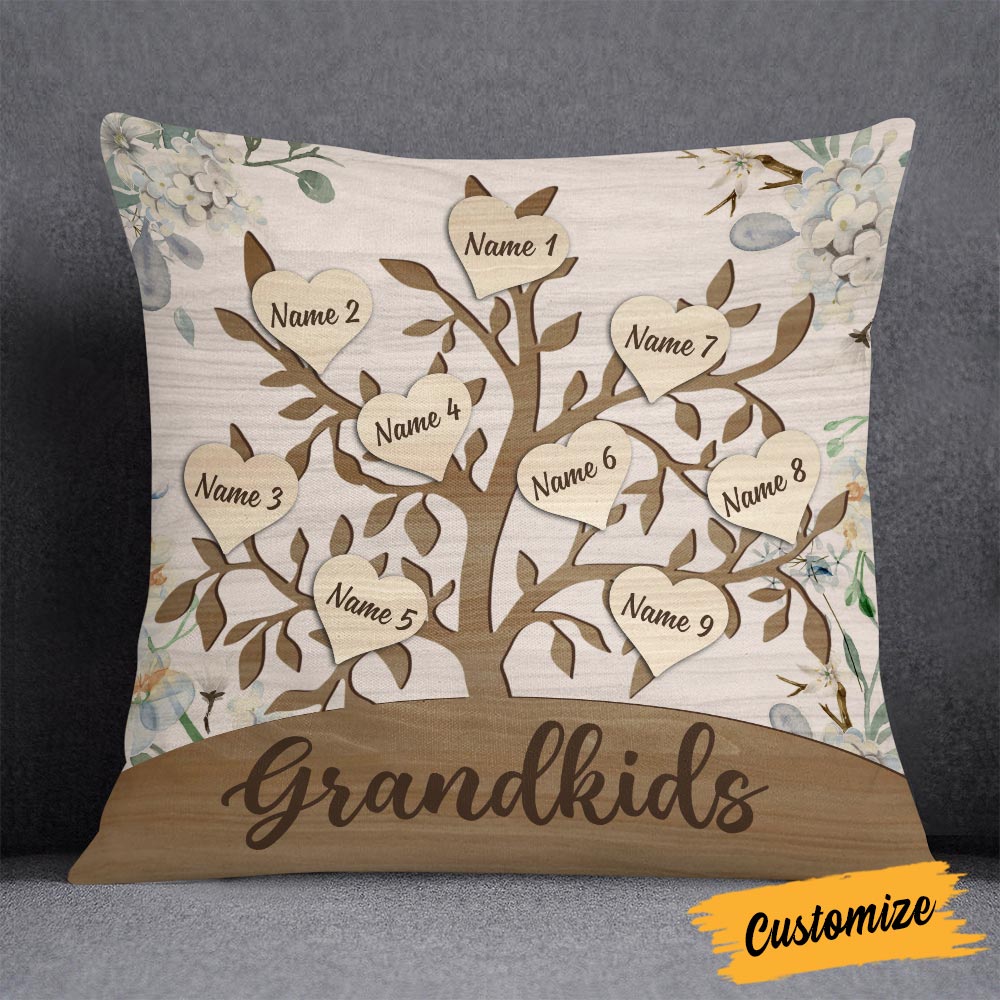 Personalized Mom Grandma Family Tree Pillowcase