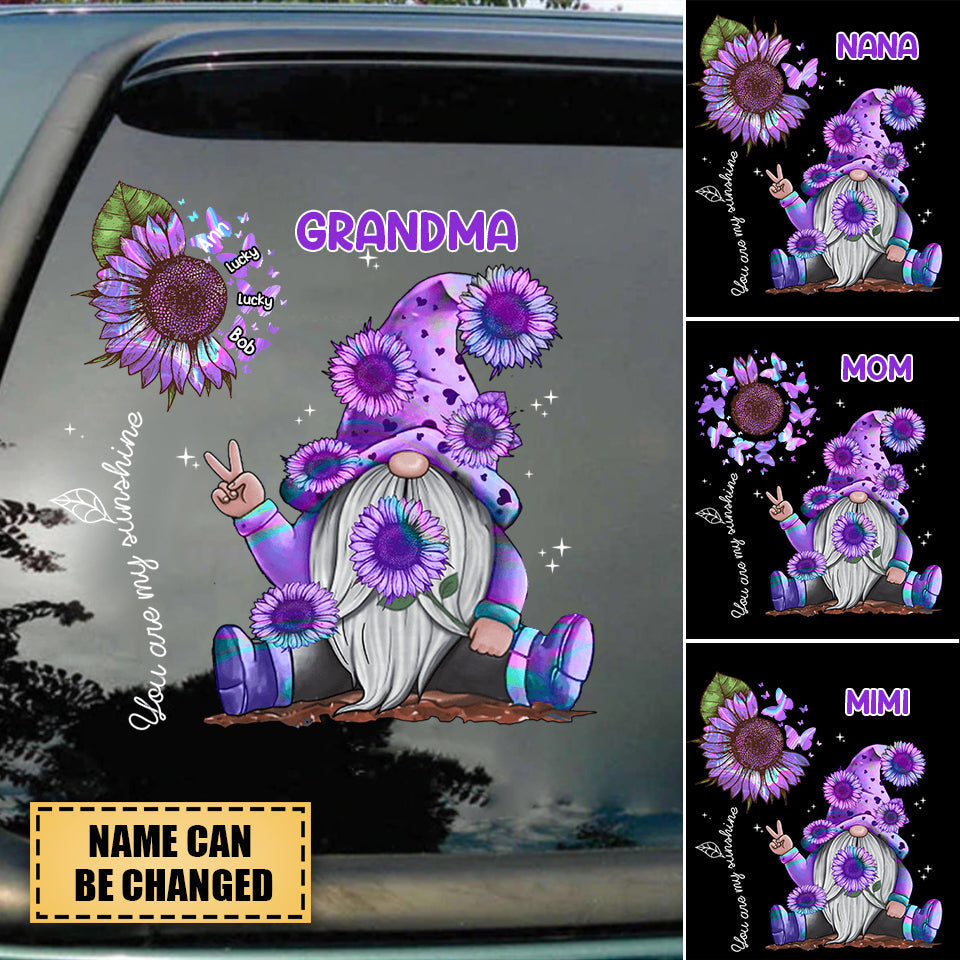 Hologram Sunflower Grandma- Mom Doll, You Are My Sunshine Personalized Decal