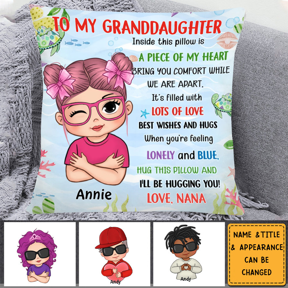 Personalized Gift For Granddaughter Grandson Daughter Son Turtle Hug This Pillow
