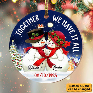 Gift For Couple Together We Have It All Christmas Theme Circle Ornament