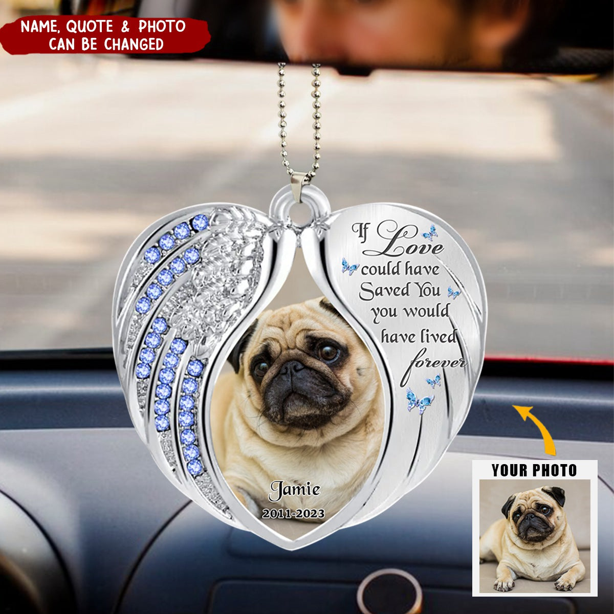 Your Wings Were Ready But My Heart Was Not - Personalized Memorial Heart Acrylic Photo Ornament