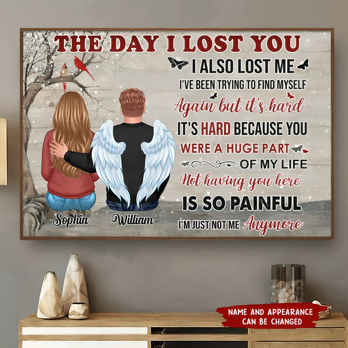 The Day I Lost You - Personalized Horizontal Poster - Memorial Sympathy Personalized Gift for Family Members, Grandma, Grandpa, Dad, Mom, Daughters, Sons, Couple