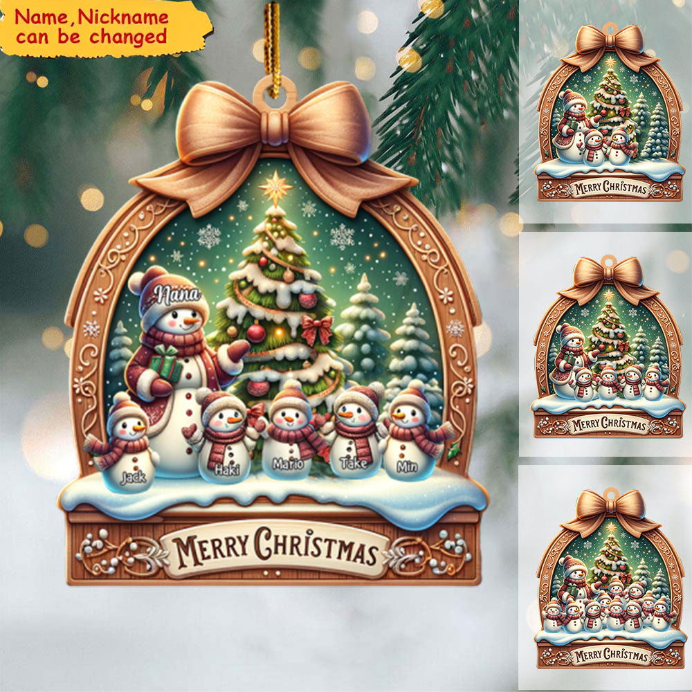 Personalized Merry Christmas Ornament Custom Grandma and Grandkids