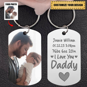 I Love You, Daddy, Custom Photo Keychain, Gift For Dad