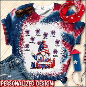 Flower Dwarf Independence Day Grandma With Grandkids 4th Of July - Personalized 3D T-shirt