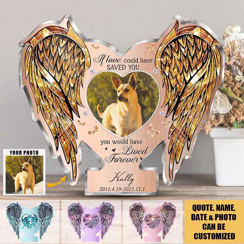Personalized Photo Memorial Wings Acrylic Plaque - Memorial Gift Idea For Family Member