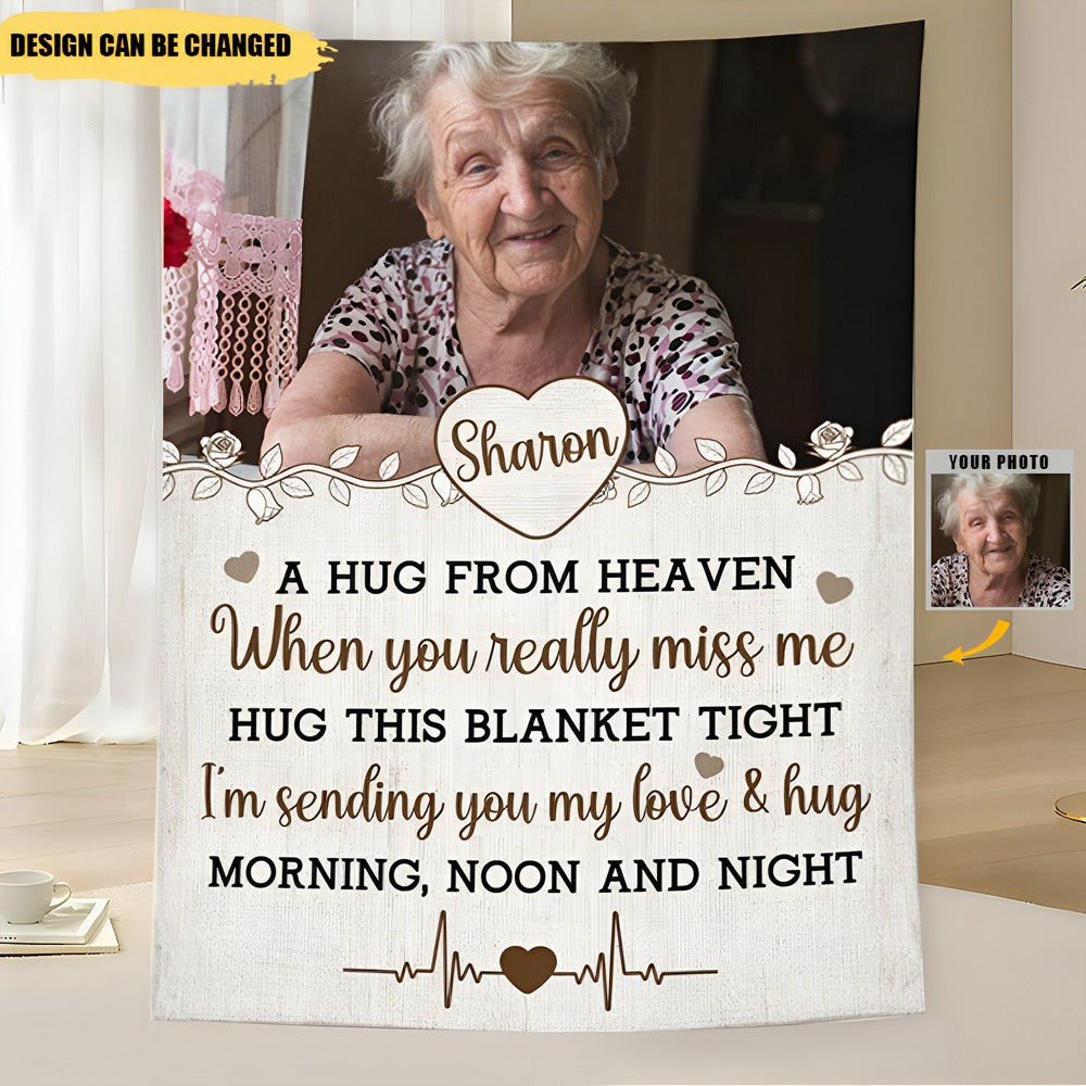 Hug From Heaven - New Version - Personalized Photo Blanket