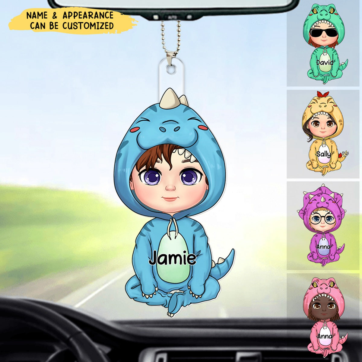 Cute Dinosaur Kid Personalized Acrylic Ornament Gift for Grandma Mom Auntie