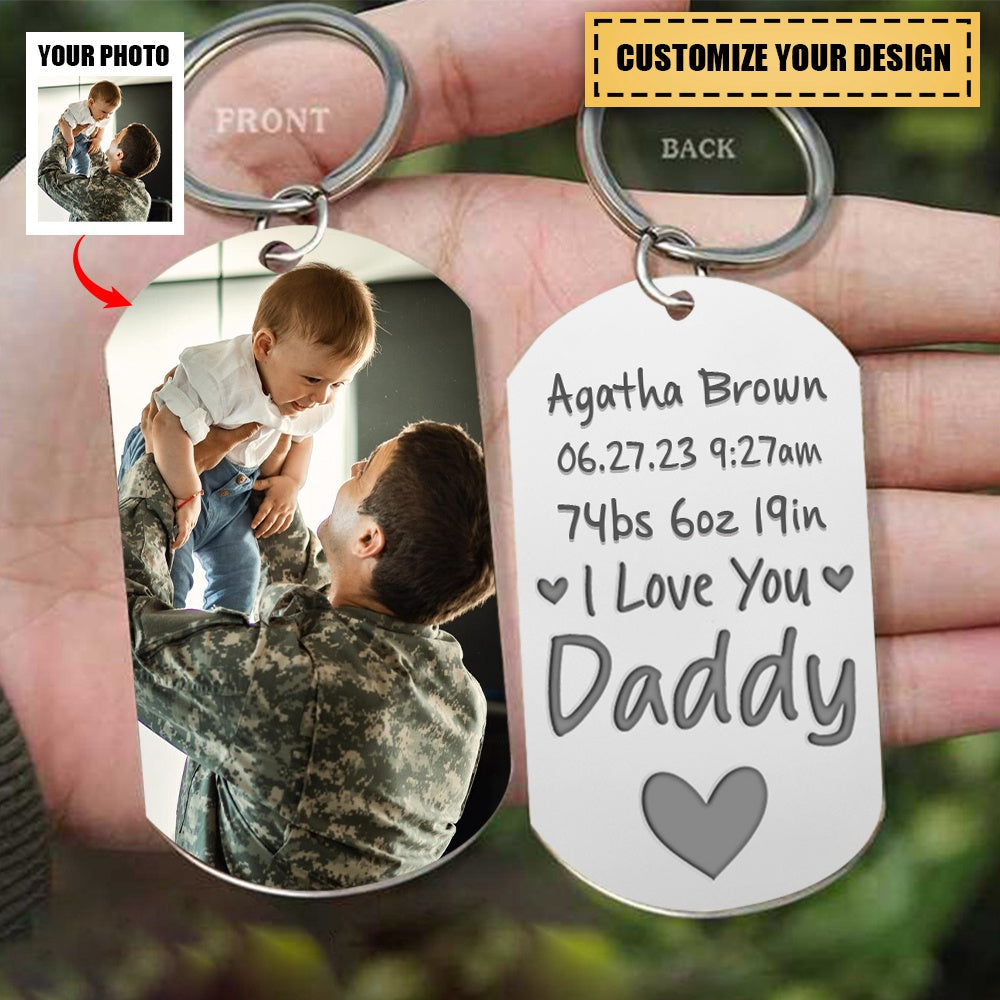 I Love You, Daddy, Custom Photo Keychain, Gift For Dad