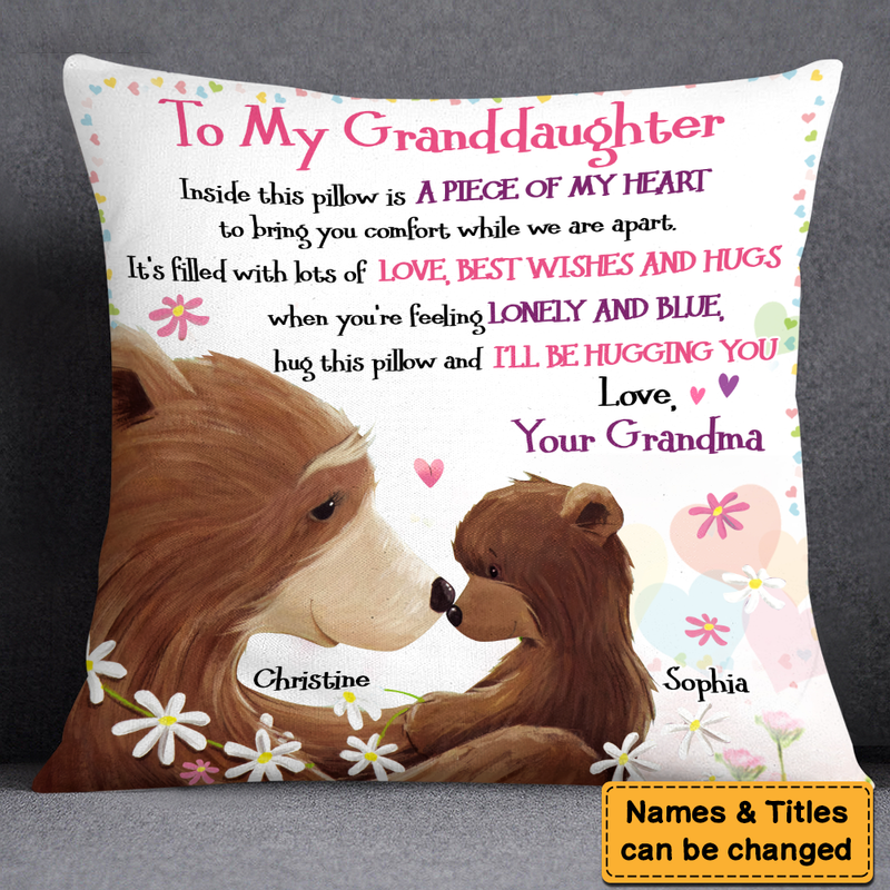 Gift For Granddaughter Penguin Flowers In Pillow