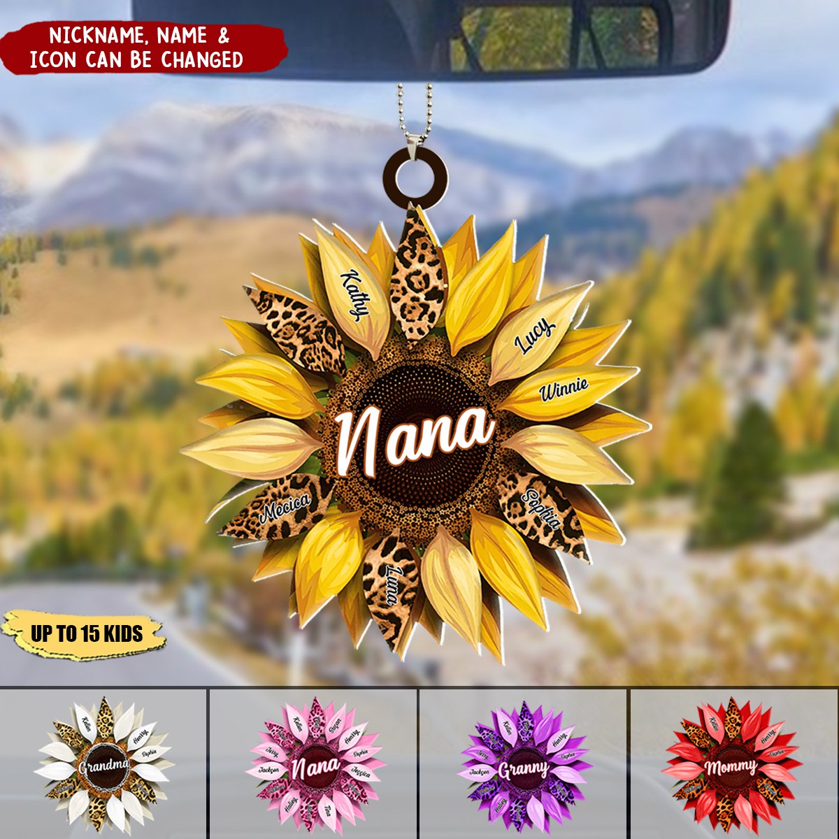 Nana, Mom, Auntie Sunflower - Birthday, Loving Gift For Mother, Grandma, Grandmother - Personalized Ornament