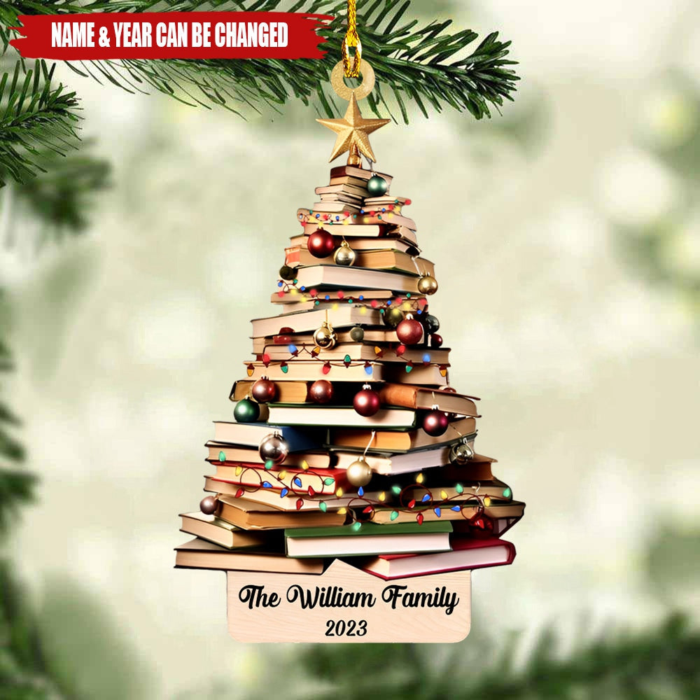 Personalized Christmas Book Tree Ornament, Book Lover Christmas Ornament, Book Lover Gifts, Book Club Ornament