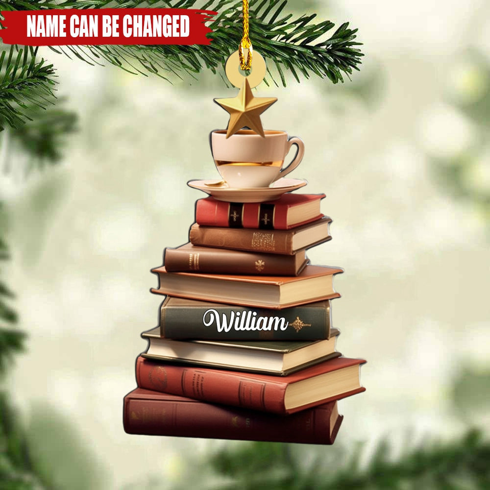 Personalized Christmas Book Tree Ornament,Librarian Ornament, Book Lover Ornament, Book Club Ornament, Custom Book Lover Christmas Gifts