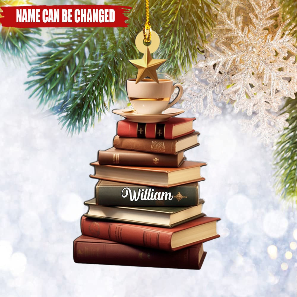 Personalized Christmas Book Tree Ornament,Librarian Ornament, Book Lover Ornament, Book Club Ornament, Custom Book Lover Christmas Gifts