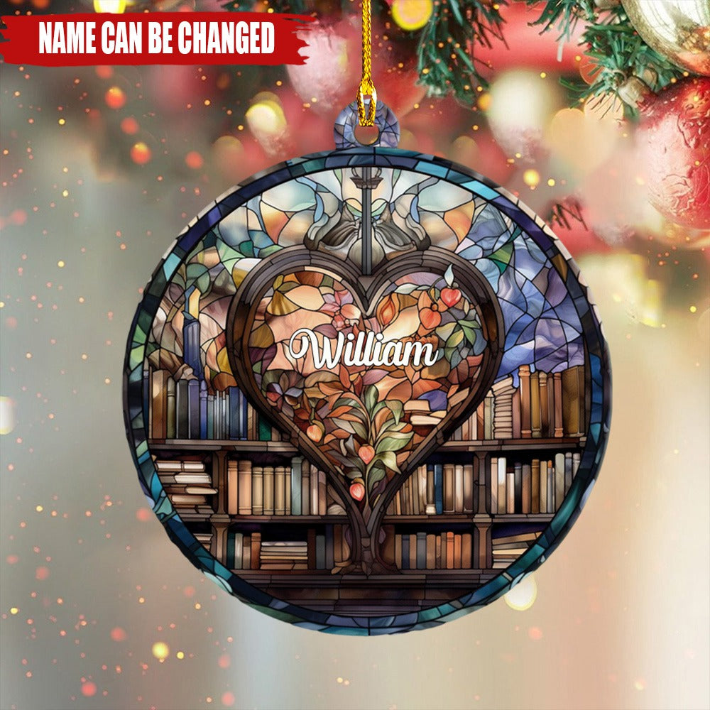 Book Shelf Stained Glass Ornament, Book Lover Christmas Ornament, Book Lover Ornament, Book Club Gift, Book Lover Christmas, Librarian Gift