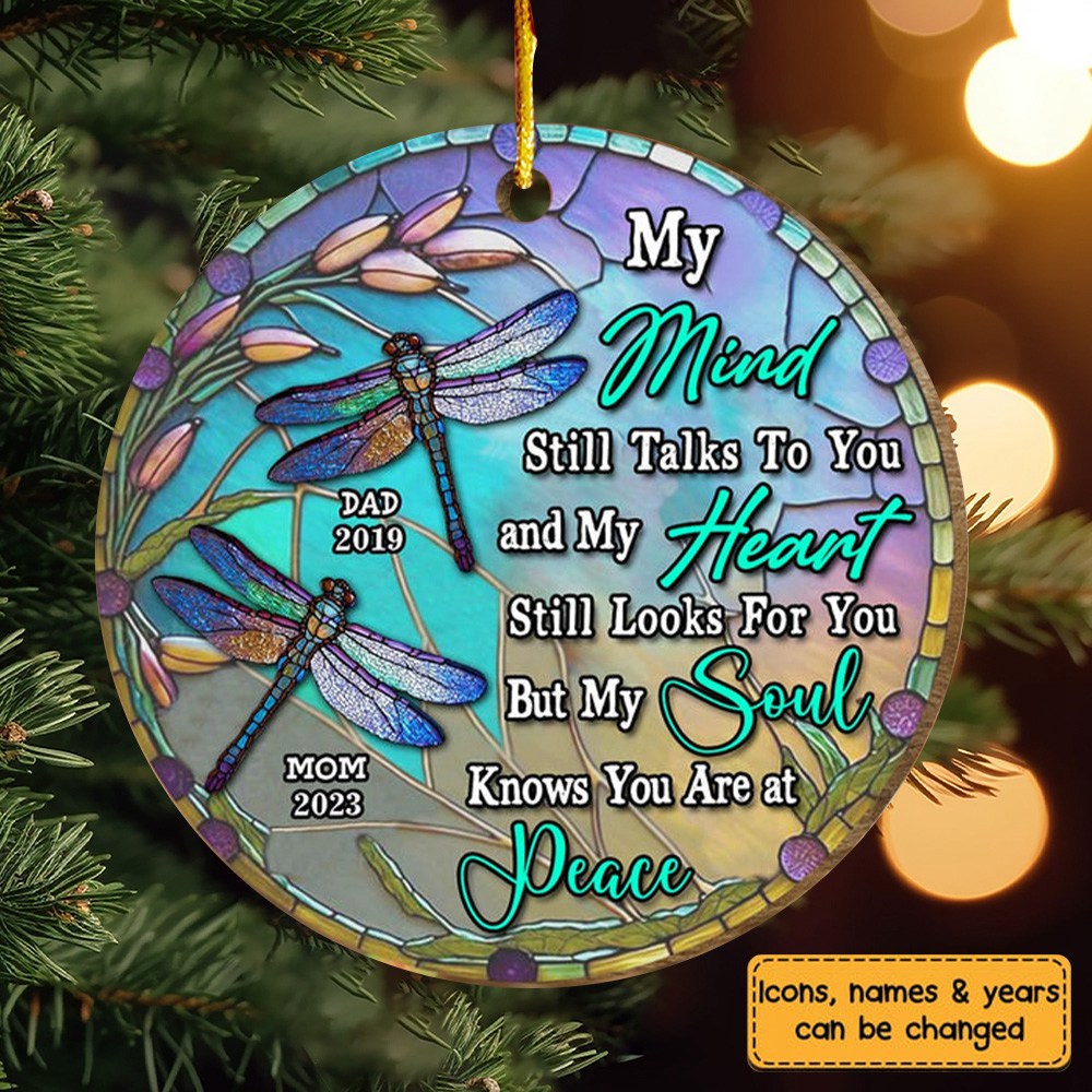 Dragonfly Memorial Christmas Gift Circle Ornament