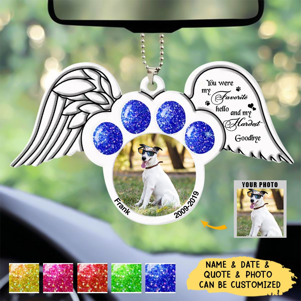 Custom Memorial Dog Cat Wings Photo Aluminum Ornament, Memorial Gift Idea For Pet Lovers
