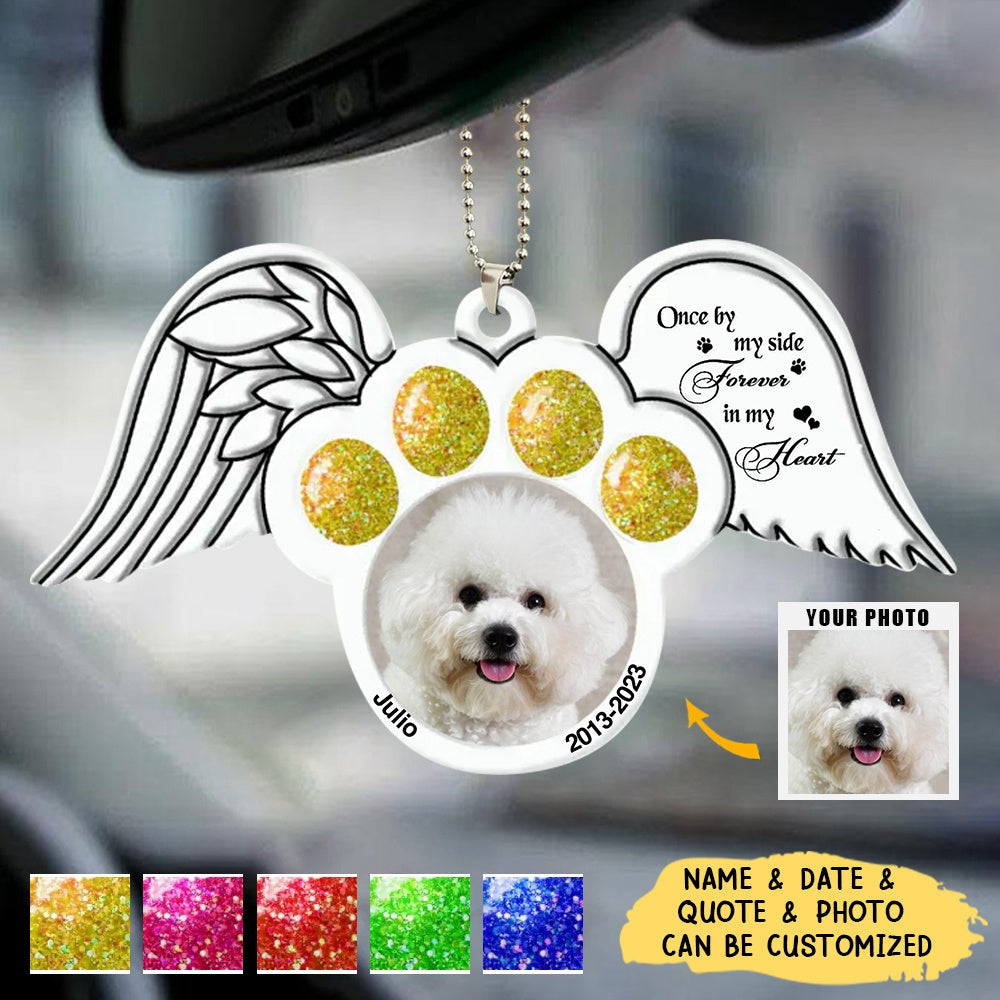 Custom Memorial Dog Cat Wings Photo Aluminum Ornament, Memorial Gift Idea For Pet Lovers
