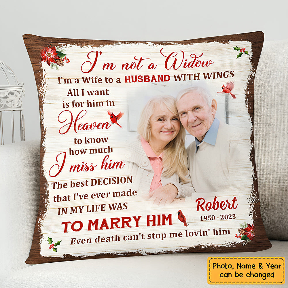 Memorial Christmas Gift For Wife Loss Husband Cardinal Pillow