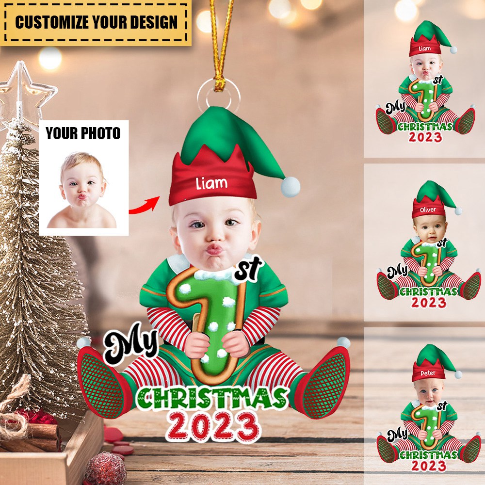 My 1st Christmas Costume Cute Baby Upload Photo Personalized Acrylic Ornament