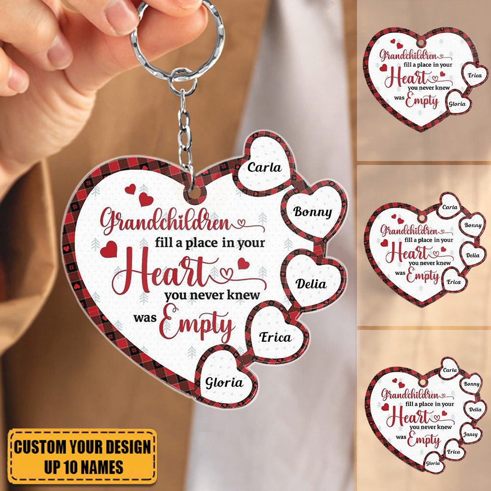 Grandchildren Fill A Place In Your Heart - Personalized Acrylic Keychain