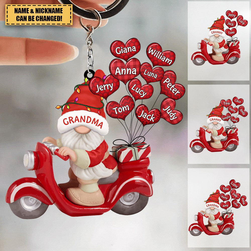 Nana Dwarf Riding A Motorbike With Balloon Kids Christmas Personalized Acrylic Keychain